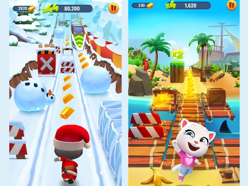 Trò chơi hành động rượt đuổi bất tận thú vị trong talking tom gold run